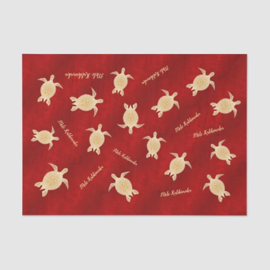 Papier Mousseline Tortues d'or Mele rouge Kalikimaka (Recto)