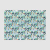 Papier Mousseline Tortues et algues bleues et vertes (Recto)