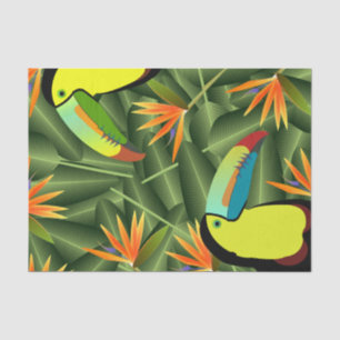 Papier Mousseline Toucans et oiseaux tropicaux des fleurs de paradis
