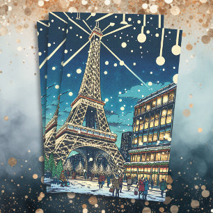 Papier Mousseline Tour Eiffel à Paris, France à l'heure de Noël