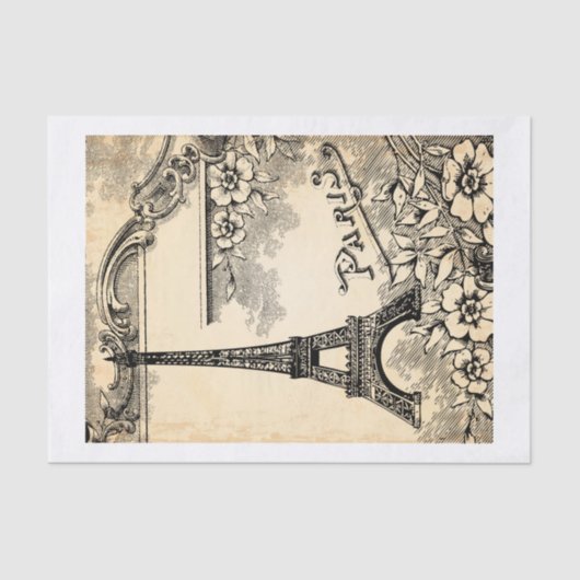 Papier Mousseline Tour Eiffel et le mot "Paris" Imprimer (Recto)