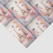 Papier Mousseline Tour Eiffel Papillon et Fleurs Motif (Détail)