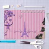 Papier Mousseline Tour Eiffel, Paris, Fleurs, Rayures, Rose (Artisanat)