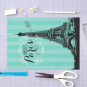 Papier Mousseline Tour Eiffel Paris Monogrammes Grandes Vertes (Artisanat)