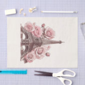 Papier Mousseline Tour Eiffel Paris & Roses Roses Roses Roses Roses  (Artisanat)
