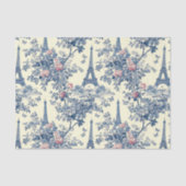 Papier Mousseline Tour Eiffel Toile Française De Jouy Découpage Bleu (Recto)