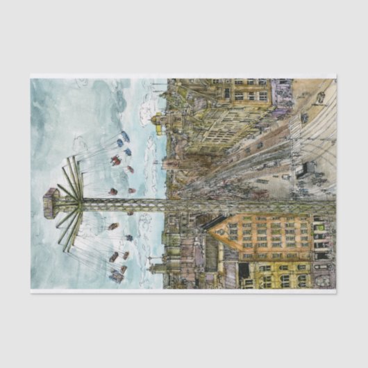 Papier Mousseline Tour européen d'oscillation d'aquarelle des (Recto)