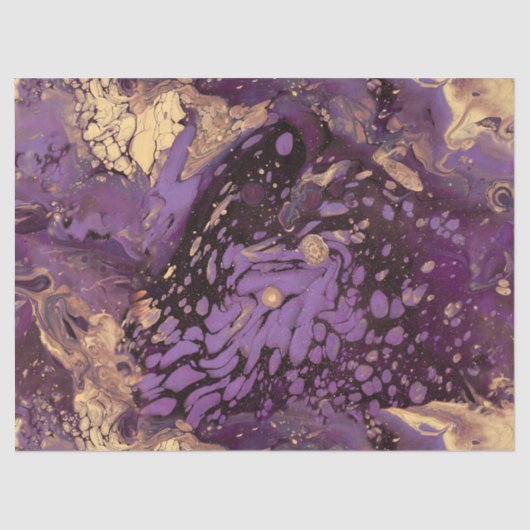 Papier Mousseline tourbillon d'encre d'or iris : (Recto)