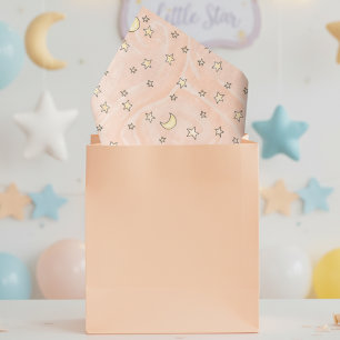 Papier Mousseline Tourbillonnant Pastel Orange Etoiles & Lunes