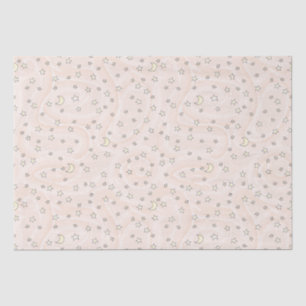 Papier Mousseline Tourbillonnant Pastel Orange Etoiles & Lunes