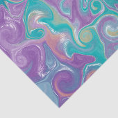 Papier Mousseline Tourbillons violets, bleus, dorés et Turquoises (Détail)