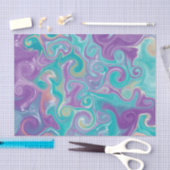 Papier Mousseline Tourbillons violets, bleus, dorés et Turquoises (Artisanat)