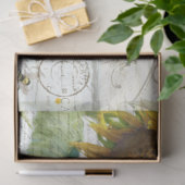 Papier Mousseline Tournesol avec abeilles Script Ephemera rustique D (Cadeau)