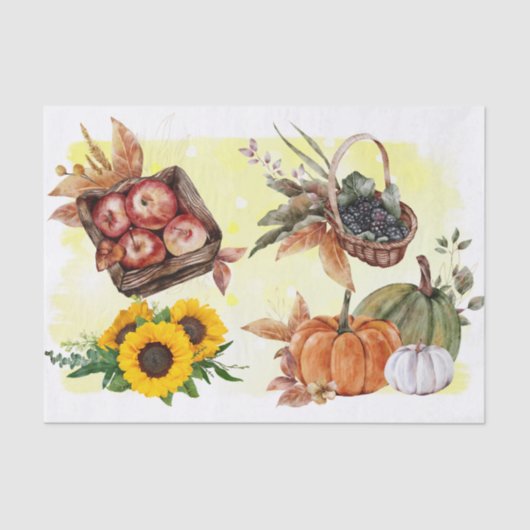 Papier Mousseline Tournesol d'automne Thanksgiving Citrouille Harves (Recto)