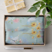 Papier Mousseline Tournesol Floral Bleu Jaune Découpage Papillon (Cadeau)