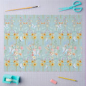 Papier Mousseline Tournesol Floral Bleu Jaune Découpage Papillon (Artisanat)