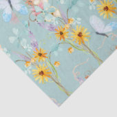 Papier Mousseline Tournesol Floral Bleu Jaune Découpage Papillon (Détail)
