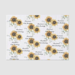 Papier Mousseline Tournesol floral Eucalyptus 60e anniversaire Perso