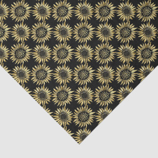 Papier Mousseline Tournesol gothique noir et or