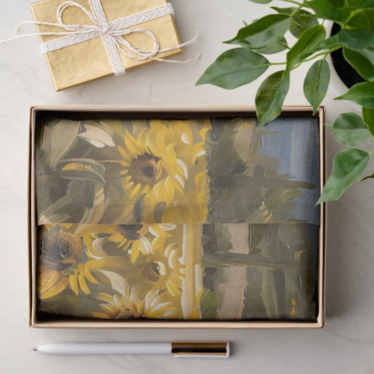 Papier Mousseline Tournesol Impressionniste Peinture Découpage (Cadeau)
