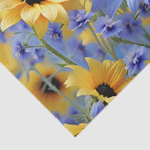 Papier Mousseline Tournesol Jaune Et Fleurs sauvages (Détail)