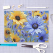 Papier Mousseline Tournesol Jaune Et Fleurs sauvages (Artisanat)