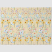Papier Mousseline Tournesol Jaune Floral Bleu Papillon Découpage (Recto)