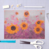 Papier Mousseline Tournesol jaune orange violet automne (Artisanat)