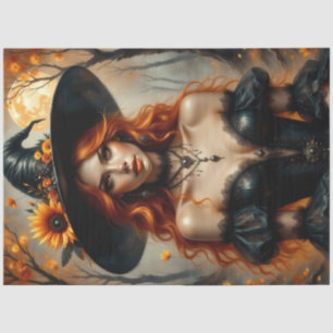 Papier Mousseline Tournesol Lune Sorcière Fiery Cheveux rouges en de
