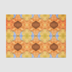 Papier Mousseline Tournesol Motif Jaune Floral Aquarelle Boho