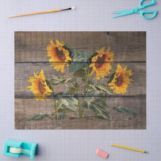 Papier Mousseline Tournesol rustique en bois (Artisanat)