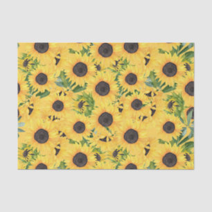 Papier Mousseline Tournesol rustique Vintage motif floral