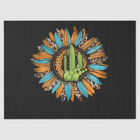 Papier Mousseline Tournesol Turquoise du Texas Leopard Serape (Recto)