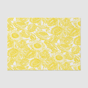 Papier Mousseline Tournesol vintage Elégant Toile Jaune
