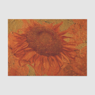 Papier Mousseline Tournesol Vintage Orange Or Texture Découpage