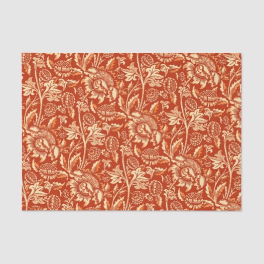 Papier Mousseline Tournesols de William Morris, mandarine (Recto)
