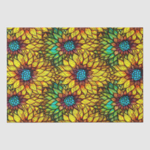 Papier Mousseline Tournesols élégants motif de faux vitrail
