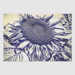 Papier Mousseline Tournesols géants Vintage Croquis violet jaune
