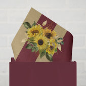 Papier Mousseline Tournesols jaunes et rayures bordeaux et dorées