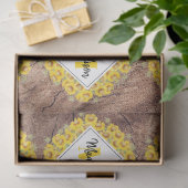 Papier Mousseline Tournesols rustiques et monogramme sur texture de (Cadeau)