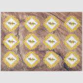 Papier Mousseline Tournesols rustiques et monogramme sur texture de (Recto)