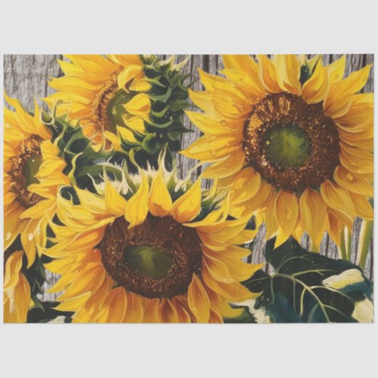 Papier Mousseline Tournesols Rustiques Sur Barton Imprimer (Recto)