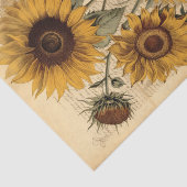 Papier Mousseline Tournesols Vifs et Écriture Vintage (Détail)