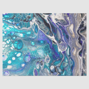 Papier Mousseline Tourquoise Abstraite et spirale de peinture bleue