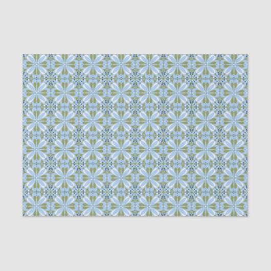 Papier Mousseline Toutes les occasions Scandinave Bleu Olive Vert Fl (Recto)