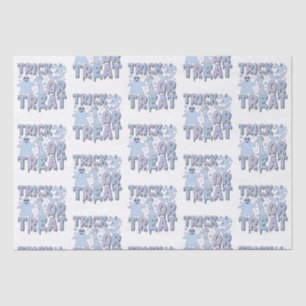 Papier Mousseline Trace ou traiter les fantômes mignons Halloween bl