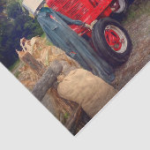 Papier Mousseline Tracteur agricole Red Rustic Country Automne Harve (Détail)