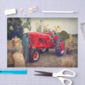Papier Mousseline Tracteur agricole Red Rustic Country Automne Harve (Artisanat)