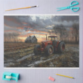 Papier Mousseline Tracteur dans un champ agricole Découpage rustique (Artisanat)