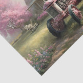 Papier Mousseline Tracteur rose (Détail)